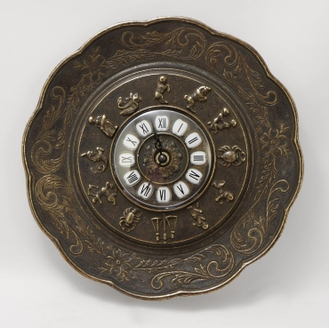 Часы настенные "Знаки Зодиака" d28см (латунь, антик) Италия