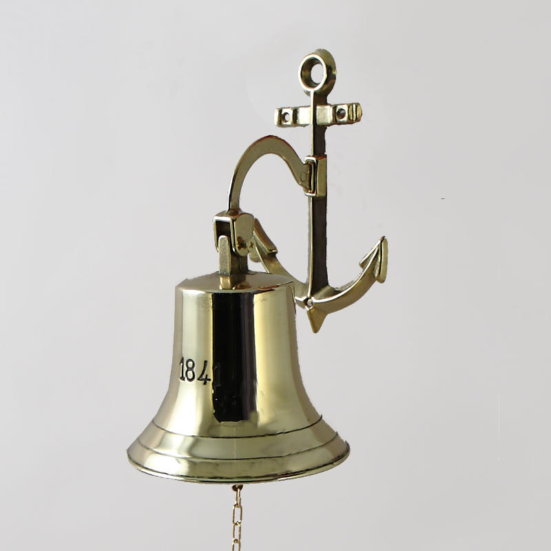 Колокол корабельный &quot;Рында 1841 Якорь&quot; 14 см (золото)
