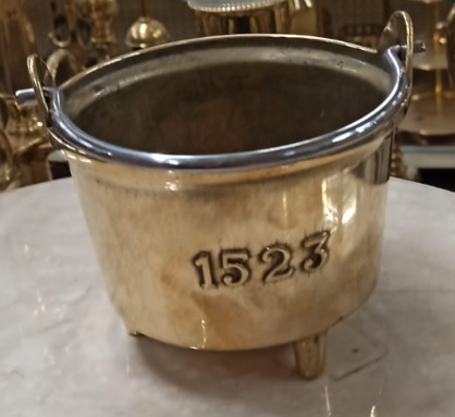 Ведерко литое, вазон для цветов &quot;1523&quot; 14х12см (латунь, золото) Италия