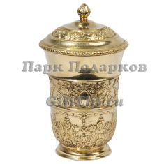 Ваза декоративная с крышкой "Барокко" 10х17см (латунь, золото) Италия