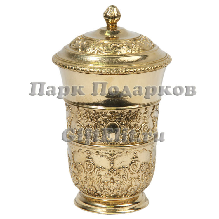 Ваза декоративная с крышкой "Барокко" 10х17см (латунь, золото) Италия