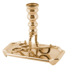 Подсвечник на 1 свечу 15см и свечной гаситель - ножницы 12см (латунь, золото) Италия