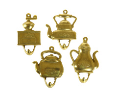 Набор кухонных крючков "Чай-Кофе" 4шт 12x8x2см (латунь, золото) Италия Антиква