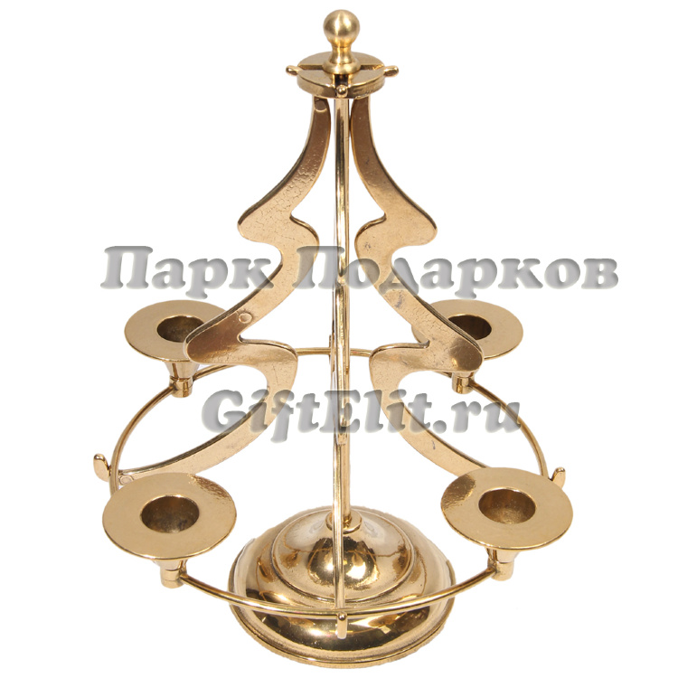 Подсвечник на 4 свечи "Новогодняя елка" (латунь)