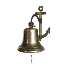 Колокол корабельный "Рында" 14 см на кронштейне Якорь (латунь, антик) Италия
