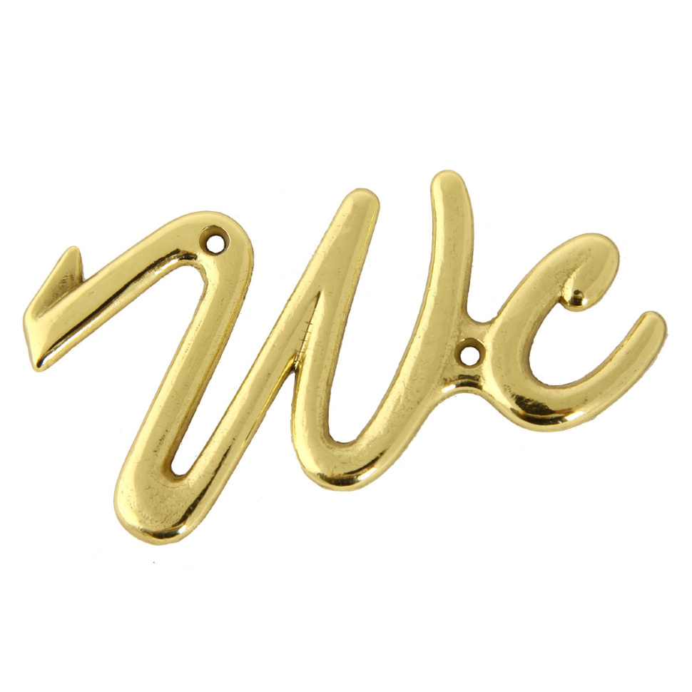 Табличка на дверь &quot;WC&quot; 11х5,5см (золотая латунь) Италия